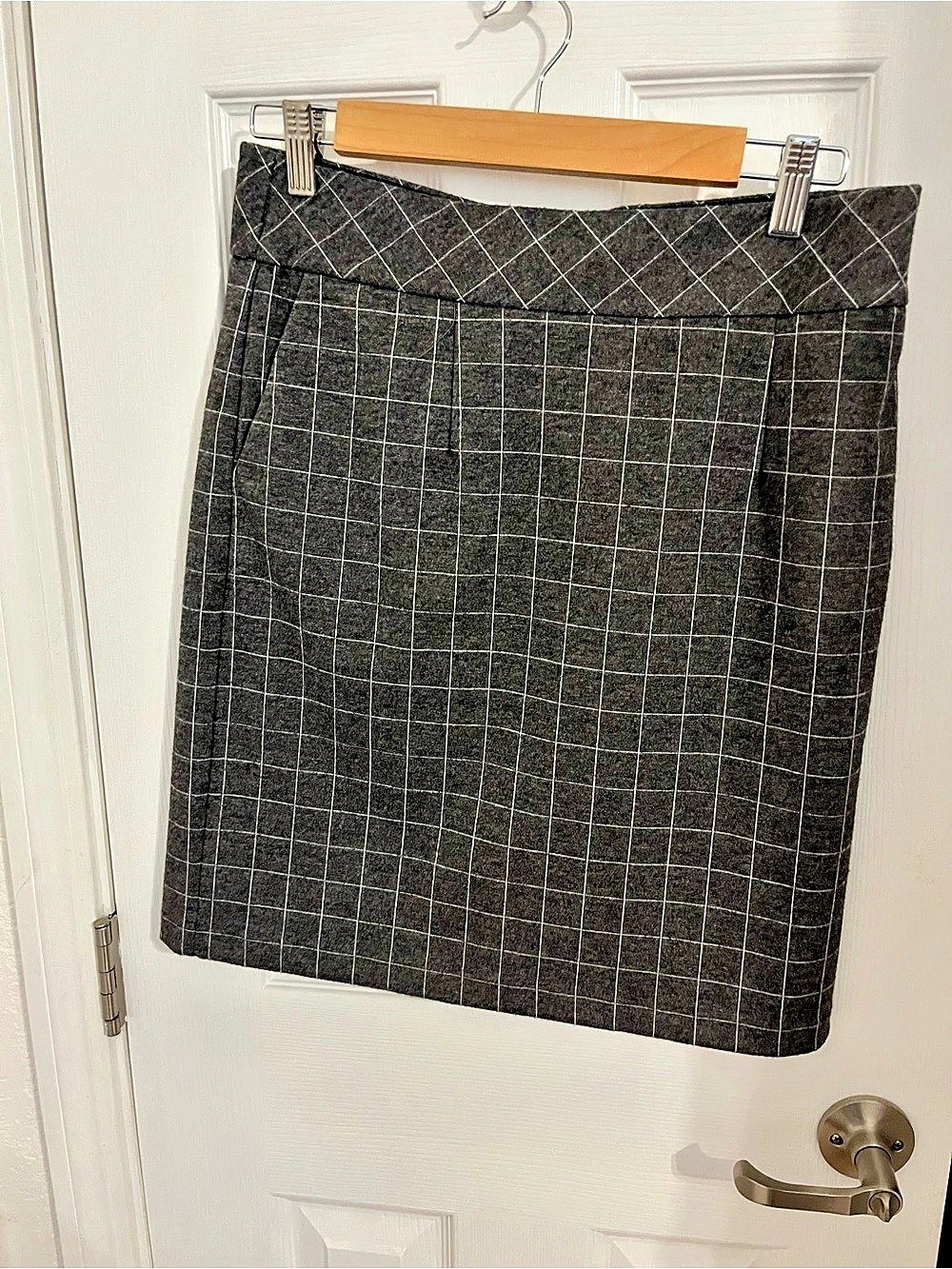 Architect Womens Plaid Pencil Skirt Black & Gray Small